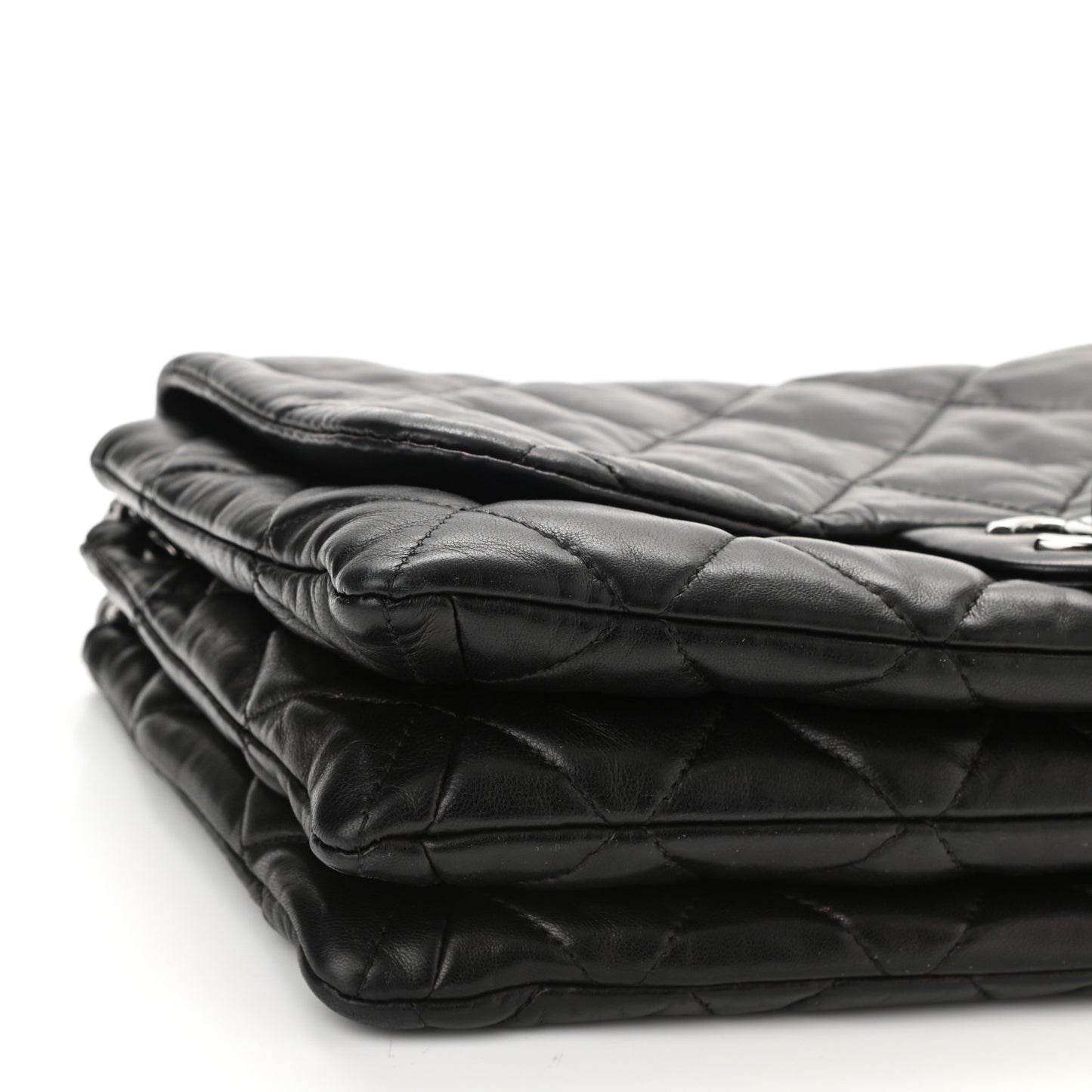 Lambskin Quilted Chanel 3 Accordion Flap Bag Black