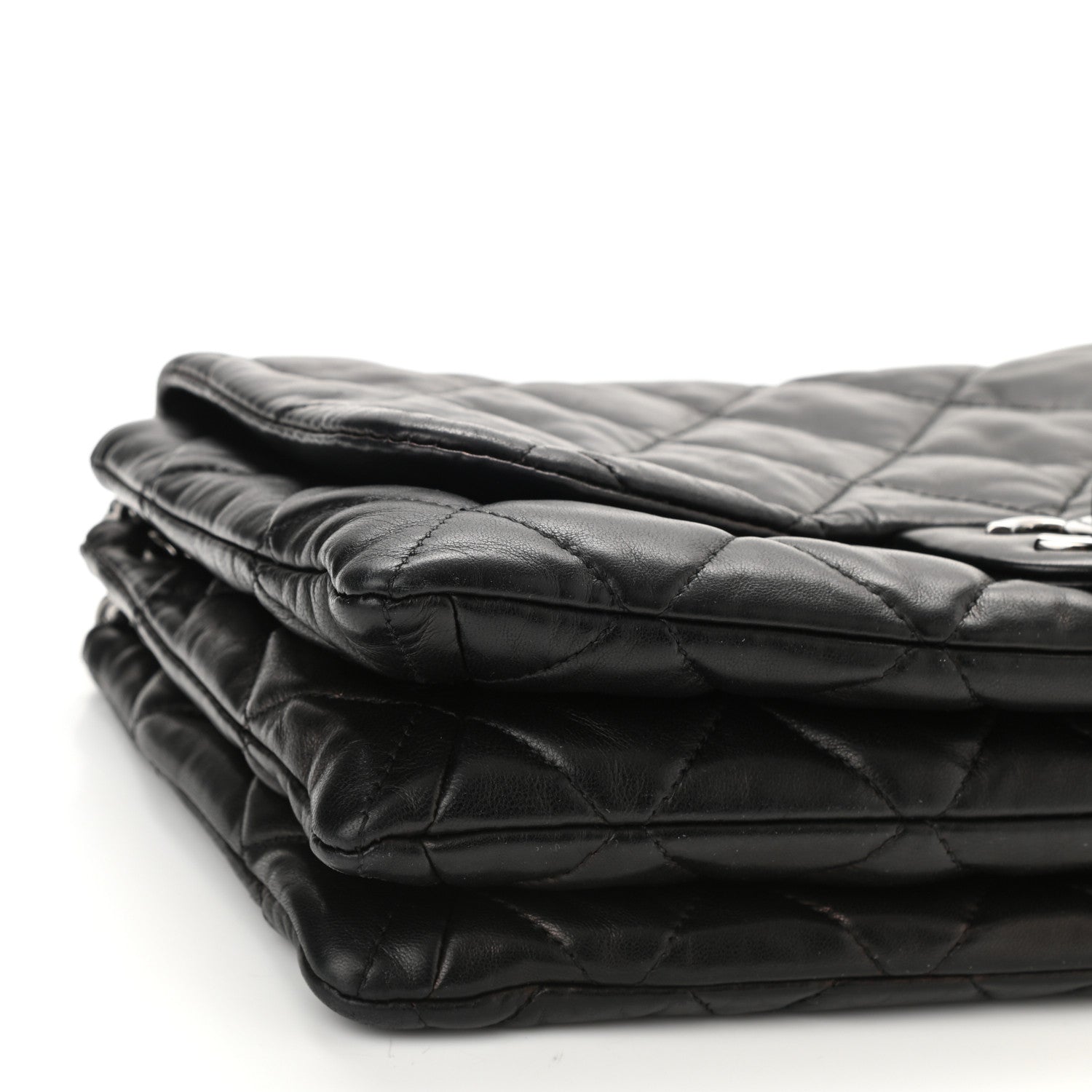 Chanel Lambskin Quilted Chanel 3 Accordion Flap Bag Black 9 of 10