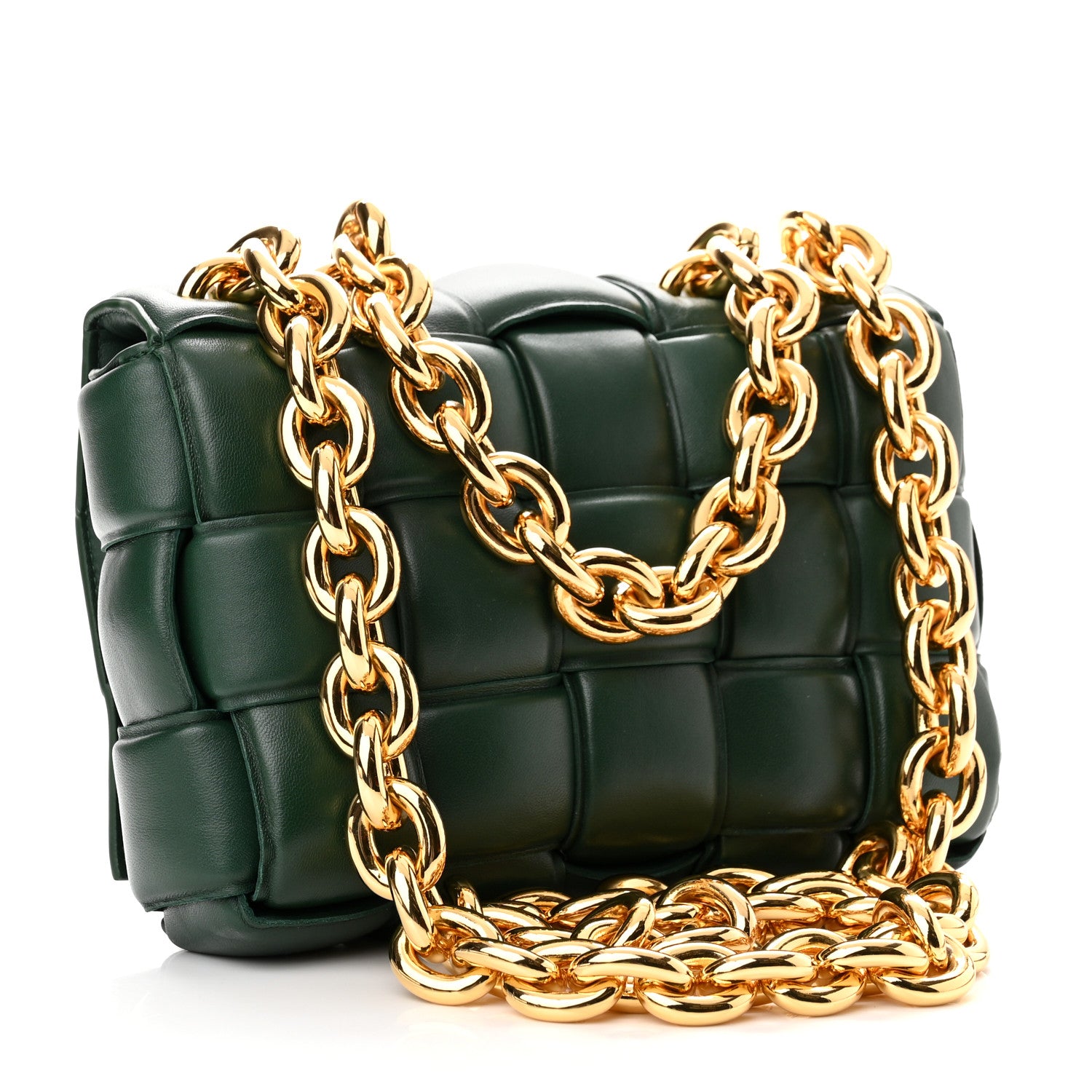 Bottega Veneta Lambskin Maxi Intreccio Padded Chain Cassette Crossbody Bag Raintree 3 of 8