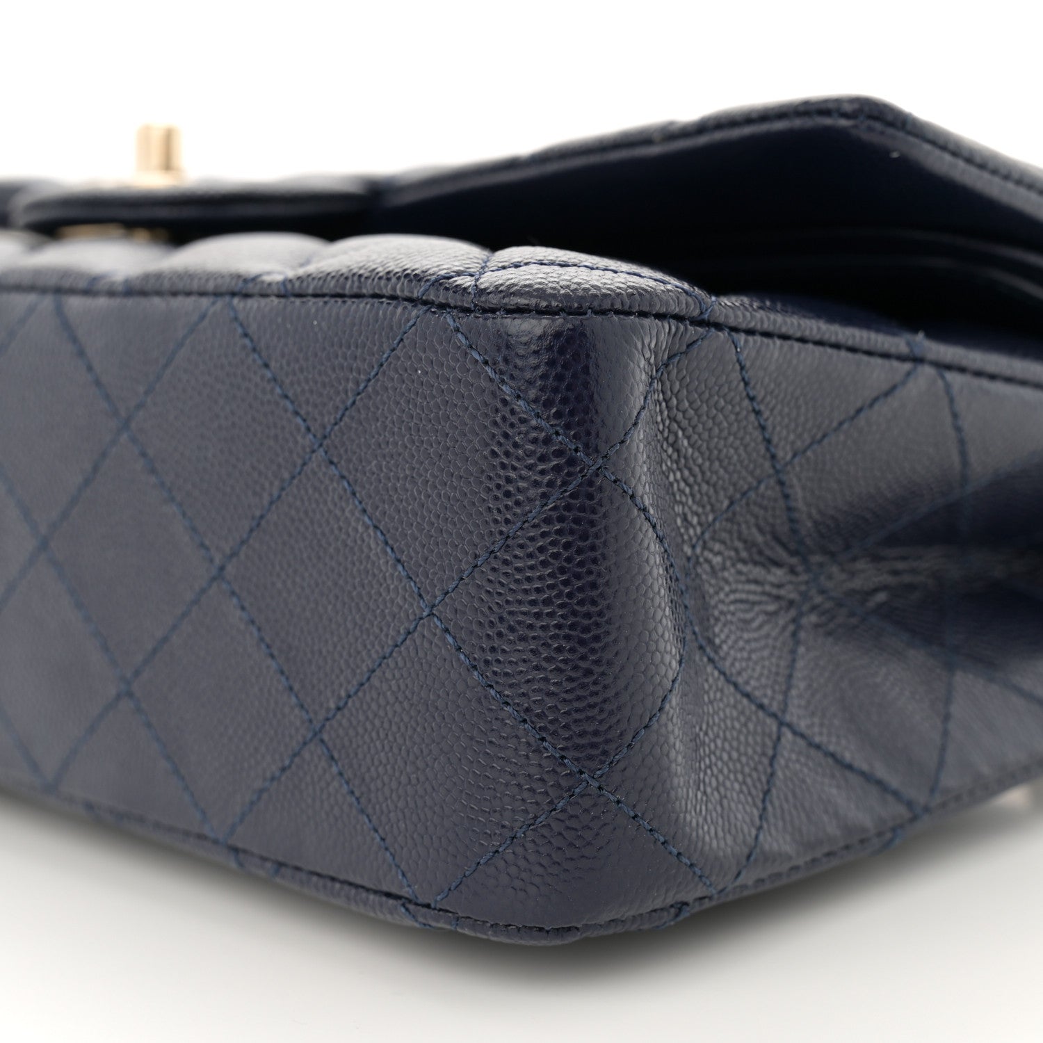 Chanel Caviar Quilted Medium Double Flap Dark Blue 10 of 13