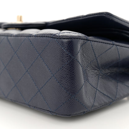 Chanel Caviar Quilted Medium Double Flap Dark Blue 10 of 13
