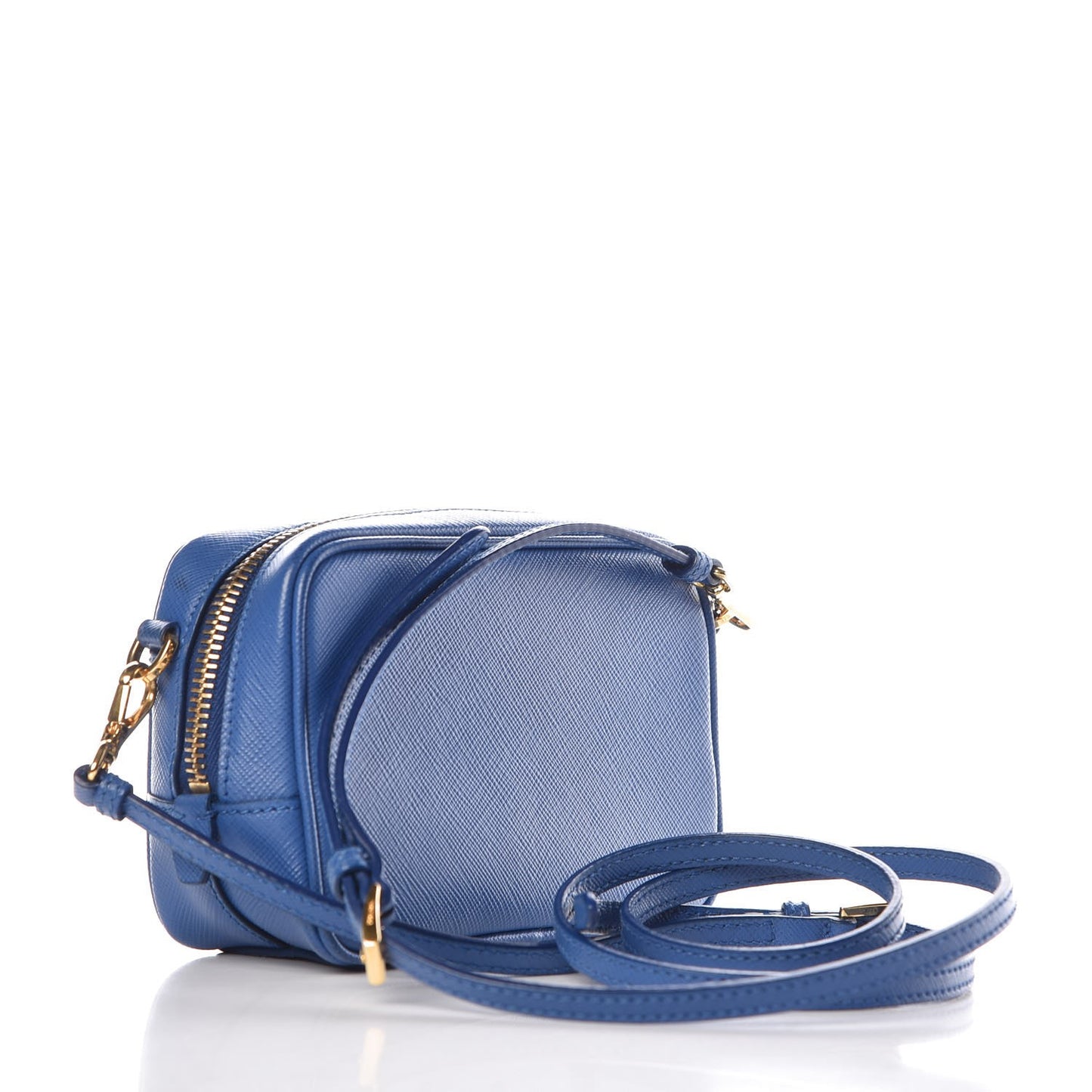 Saffiano Mini Camera Crossbody Bag Azzurro