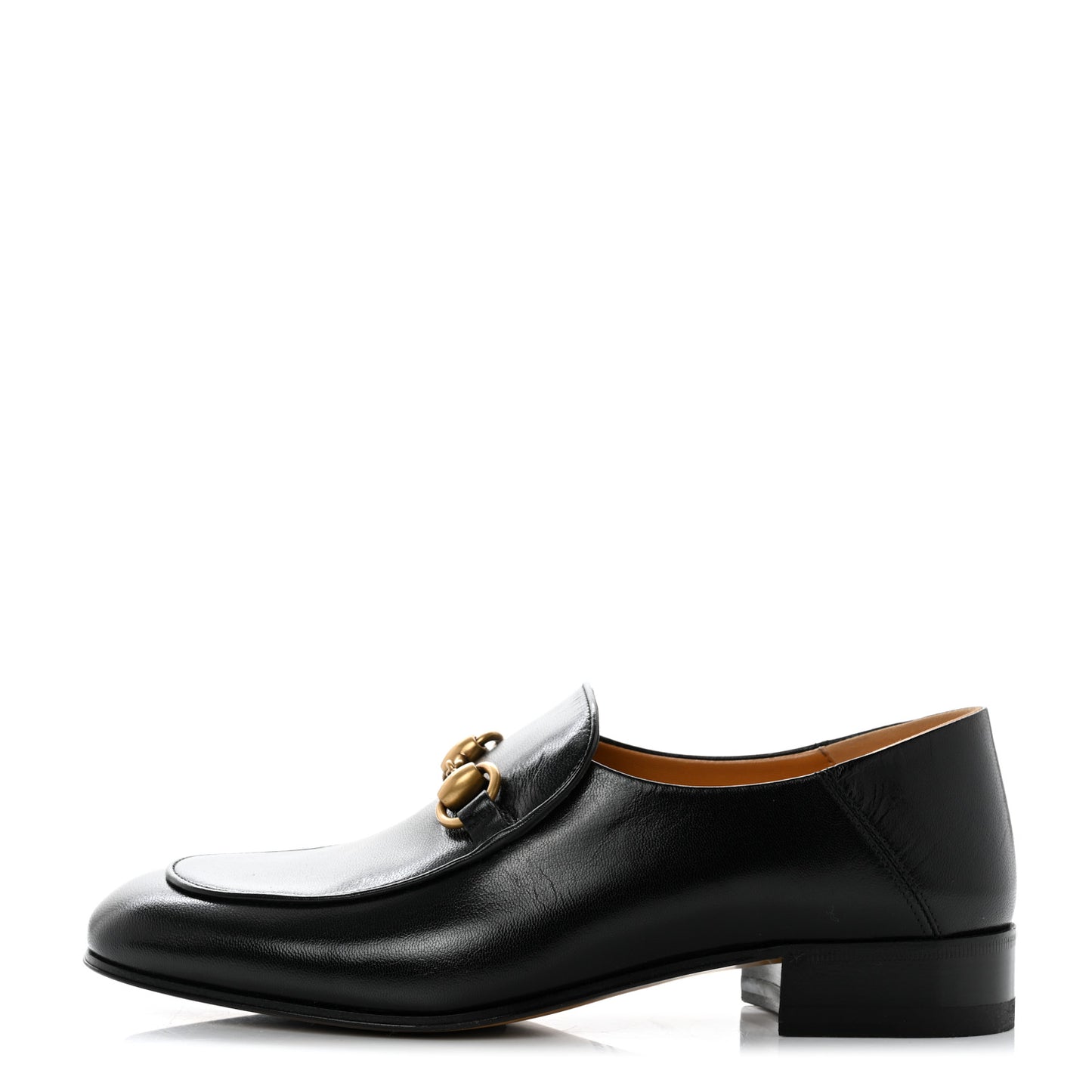 Goatskin Womens Horsebit Mid-Heel Loafers 36.5 Black