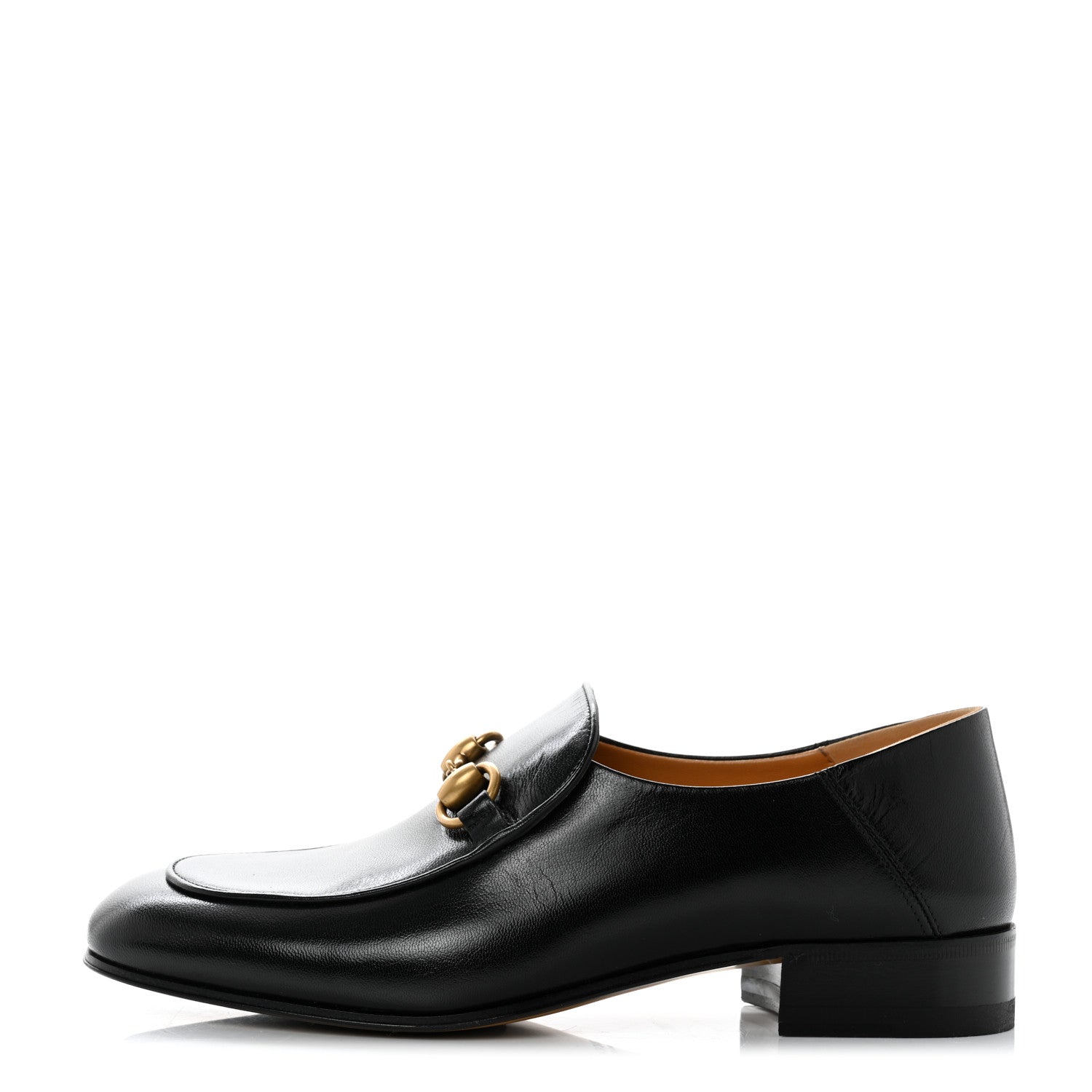 Gucci Goatskin Womens Horsebit Mid-Heel Loafers 36.5 Black 1 of 9