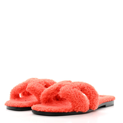Hermes Woolskin Oran Sandals 41 Orange 3 of 8