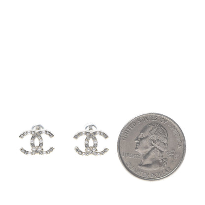 Chanel Pearl Crystal CC Charms Stud Earrings Light Gold 2 of 5