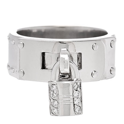 Hermes 18K White Gold Diamond Kelly Lock Ring 50 5.5 1 of 4