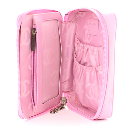 Chanel Calfskin Quilted Cambon Zip Around Makeup Pouch Pink Black 5 of 15