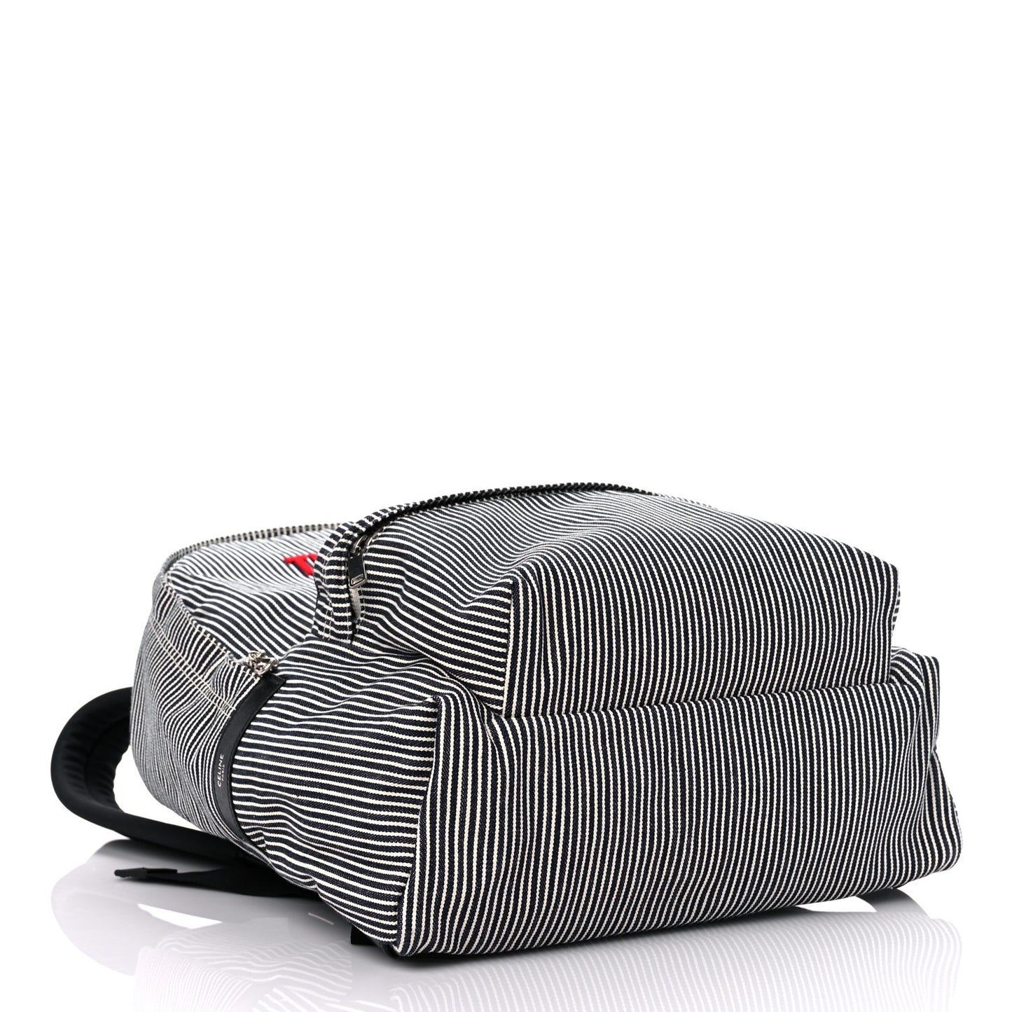 Canvas Striped Medium Backpack Black White