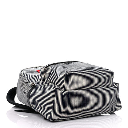 Celine Canvas Striped Medium Backpack Black White 4 of 9
