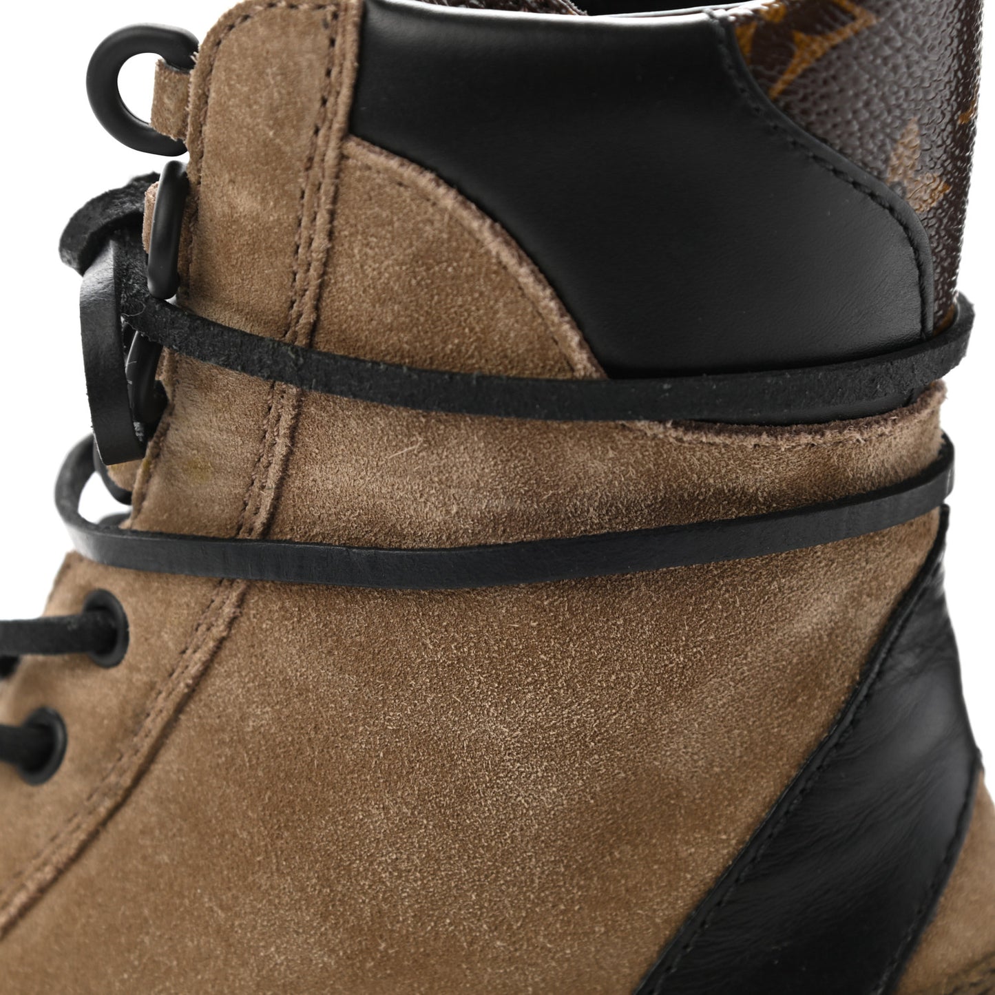 Suede Calfskin Monogram Laureate Platform Desert Boots 38 Taupe