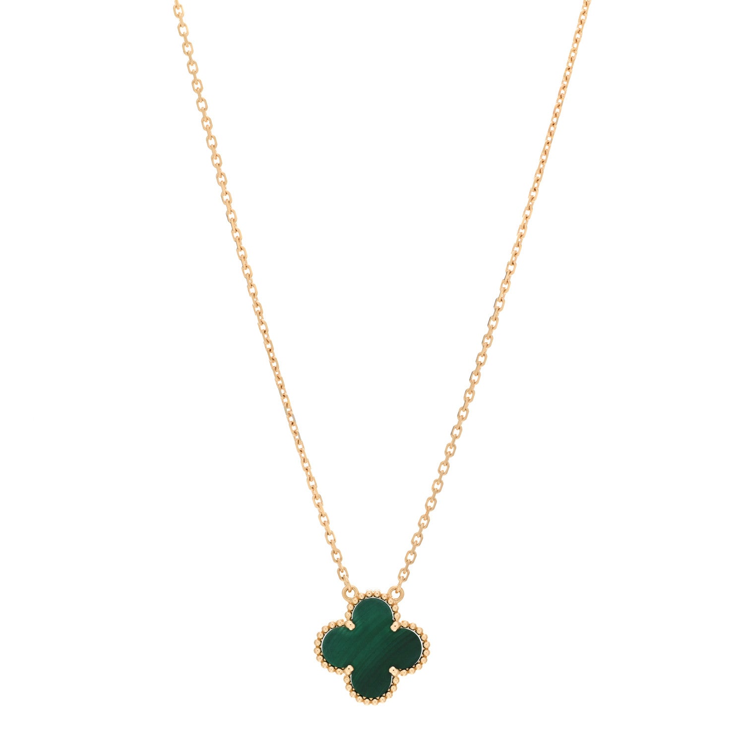Van Cleef & Arpels 18K Yellow Gold Malachite Vintage Alhambra Pendant Necklace 1 of 6