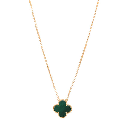 Van Cleef & Arpels 18K Yellow Gold Malachite Vintage Alhambra Pendant Necklace 1 of 6