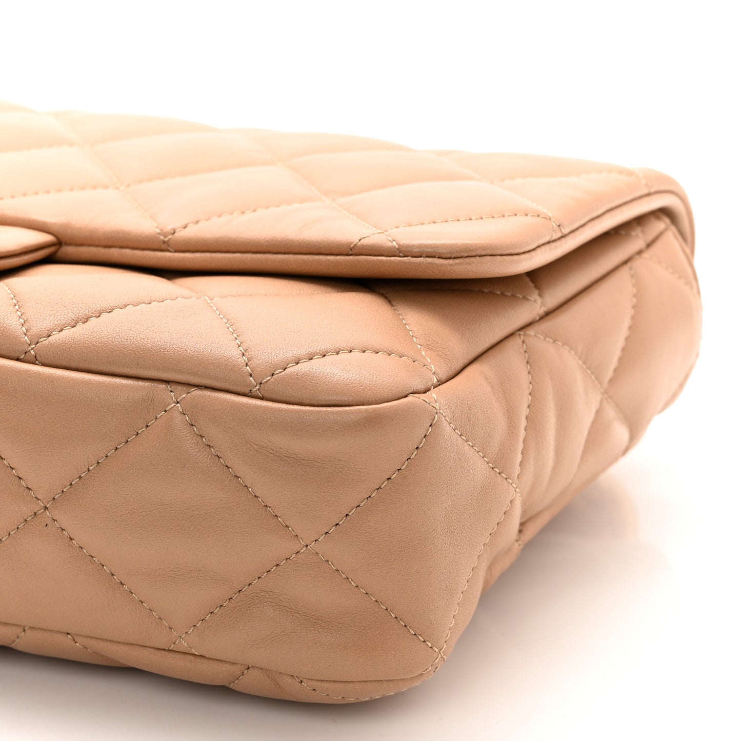 Lambskin Quilted Large CC Funky Town Flap Beige