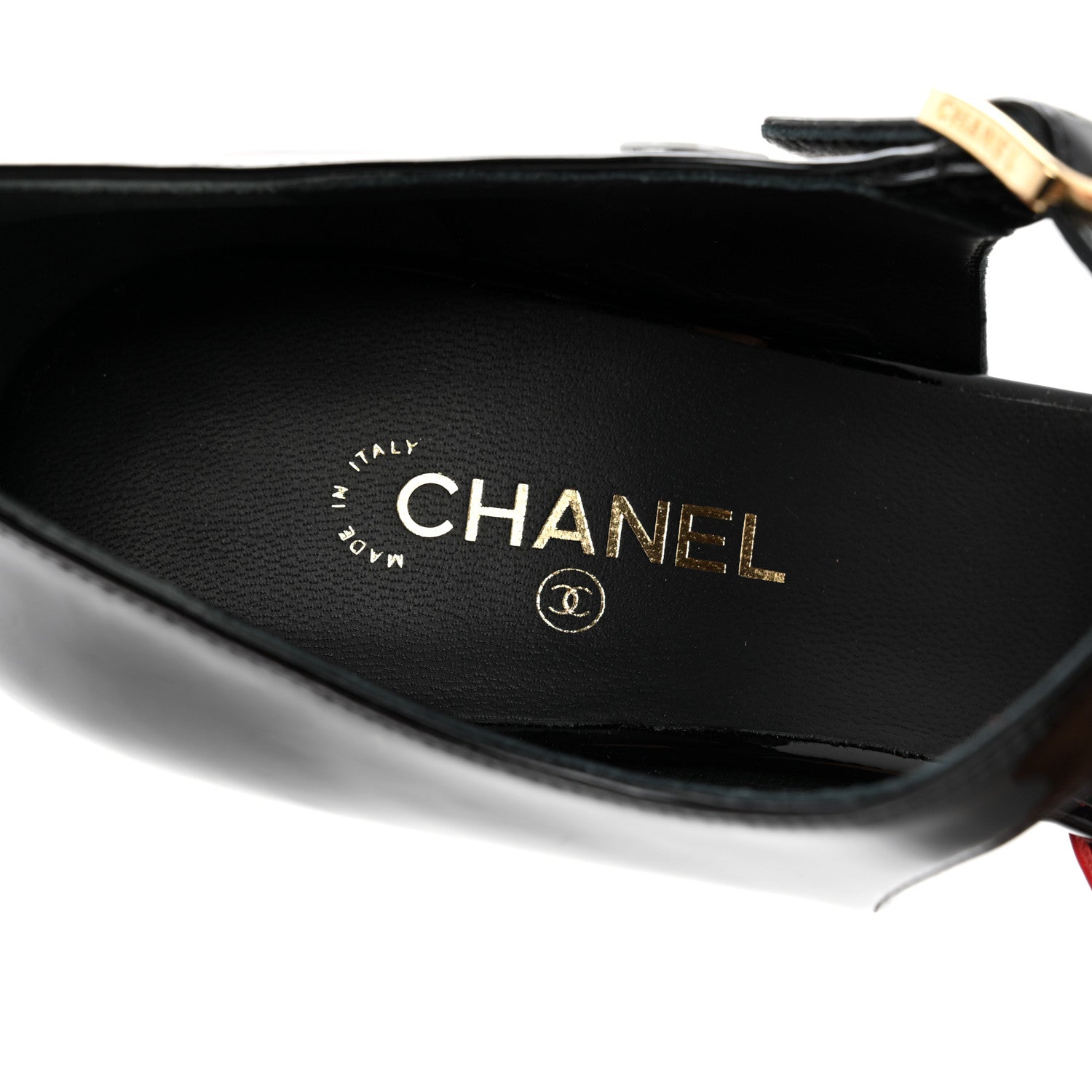 Chanel Patent Calfskin CC Pumps 38 Red Black 7 of 8