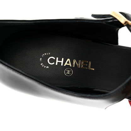 Chanel Patent Calfskin CC Pumps 38 Red Black 7 of 8