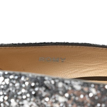 Jimmy Choo Coarse Glitter Degrade Pointy Toe Romy 100 Pumps 37.5 Navy Silver 8 of 8