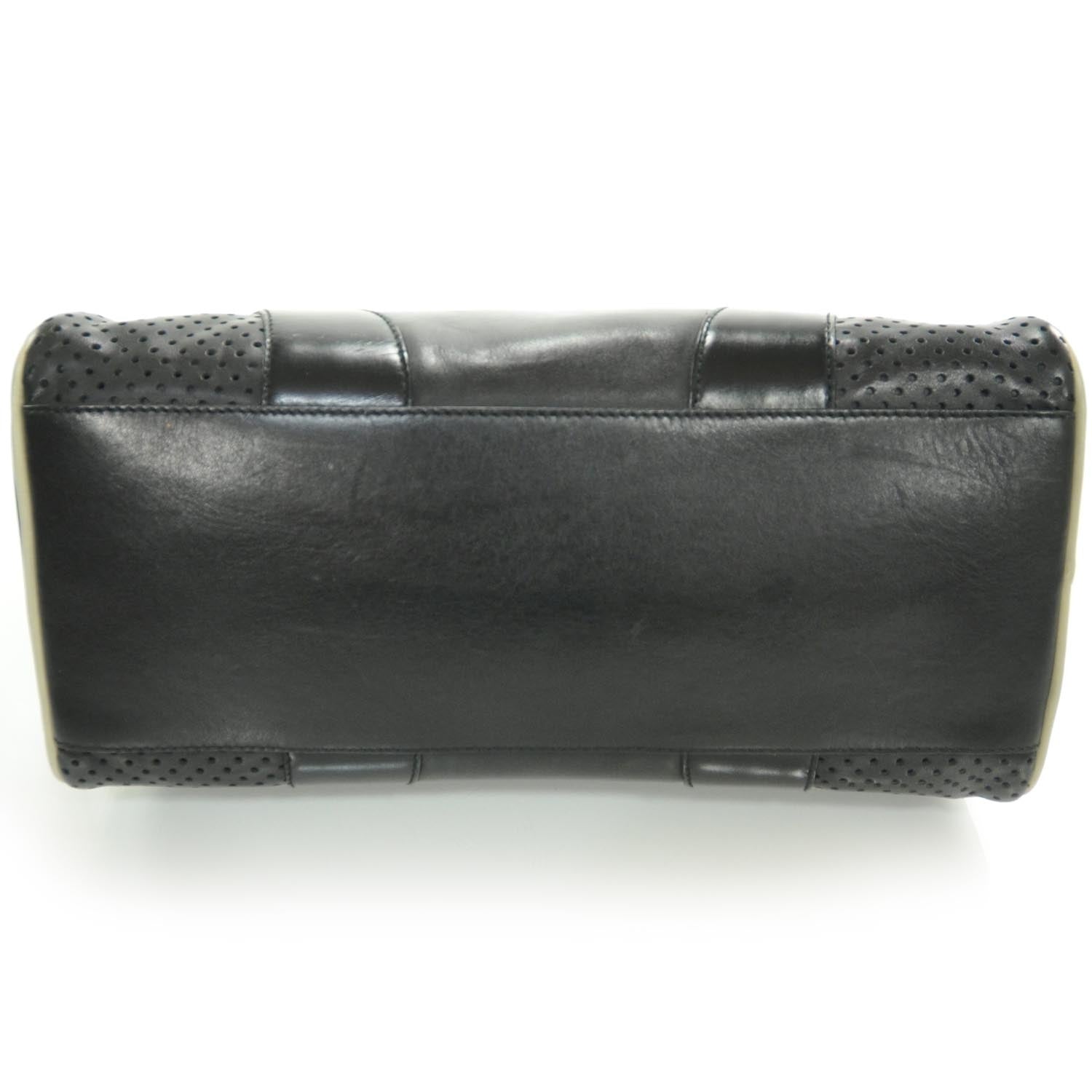 Prada Vitello Drive Perforated Bowling Bag Black 4 of 8