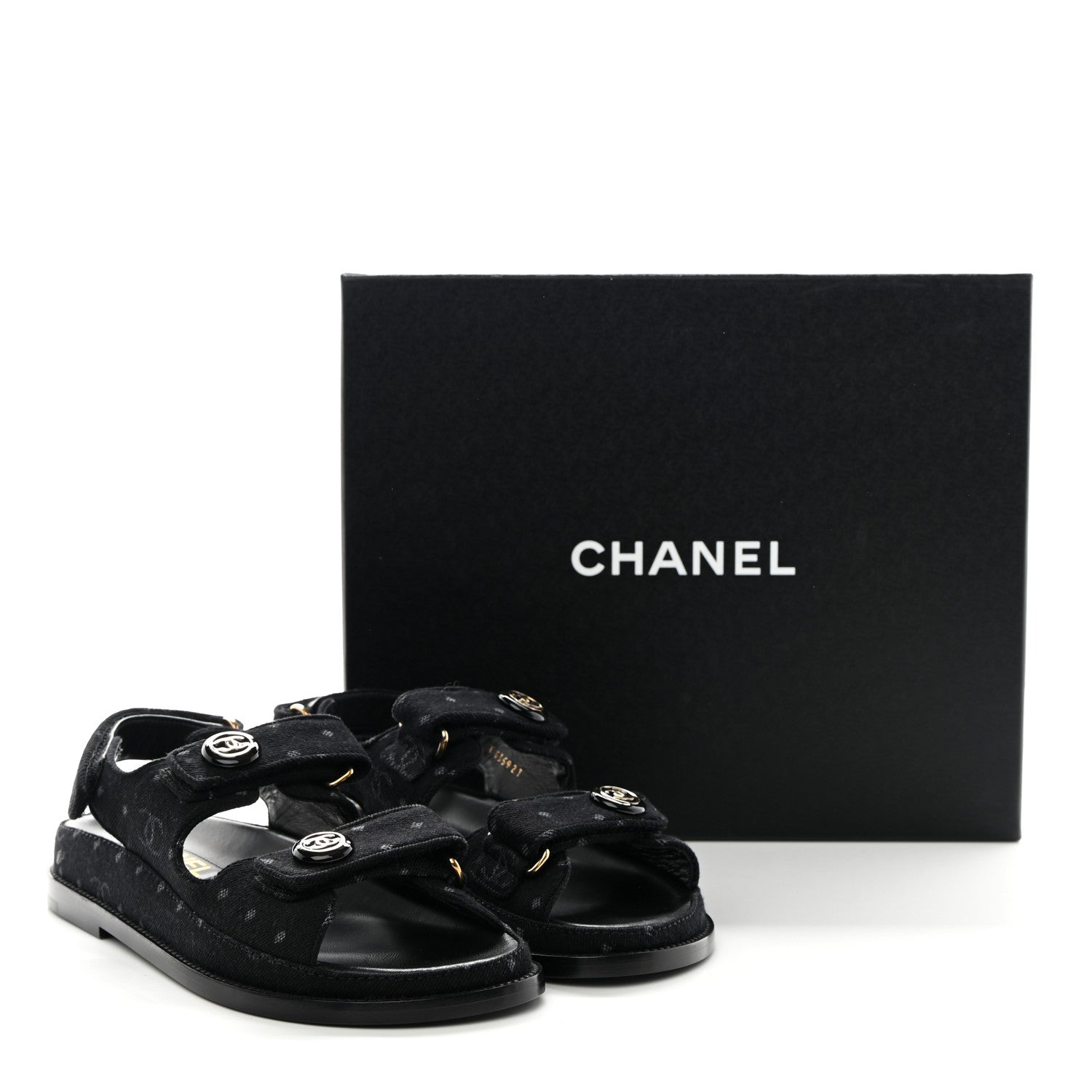 Chanel Denim Printed Dad Sandals 36.5 Black 13 of 13