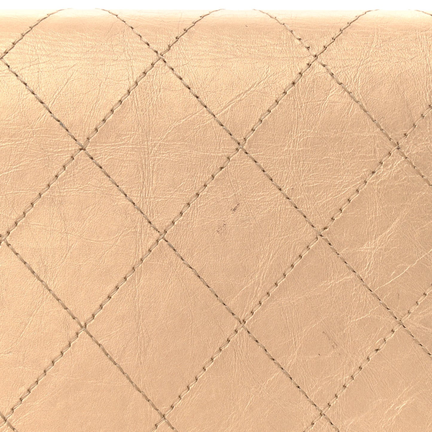 Metallic Calfskin Diamond Stitched Yen Wallet Gold