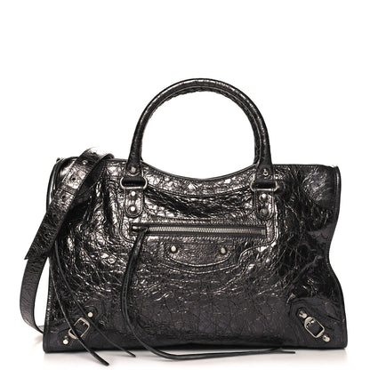 Balenciaga Metallized Arena Lambskin Classic Silver Hardware Medium Le City Steel Gray 1 of 10