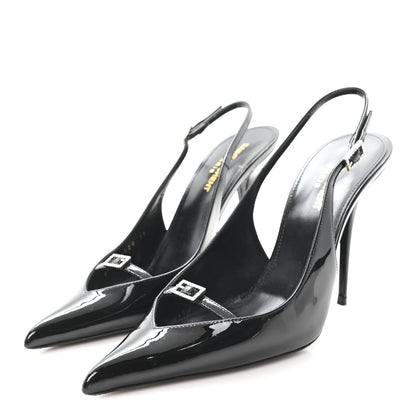 Saint Laurent Vernice 100 Slingback Luna Pumps 39 Black 4 of 10