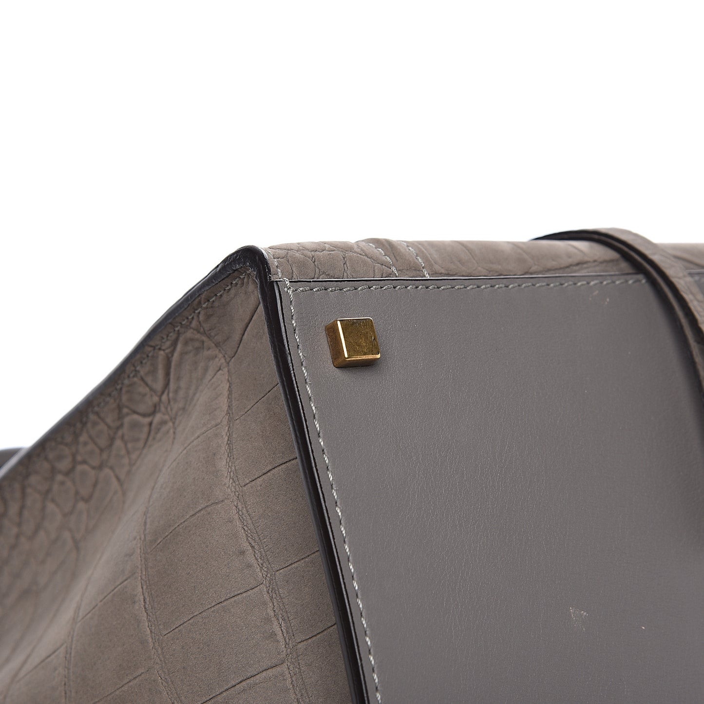 Crocodile Embossed Nubuck Medium Phantom Luggage Grey