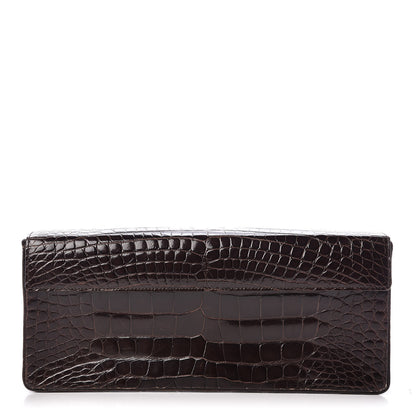 Prada Calfskin Crocodile Embossed Clutch Moro 1 of 8