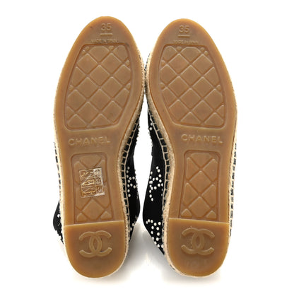 Chanel Neoprene Patent Calfskin Pearl CC Espadrilles 35 Black White 6 of 9