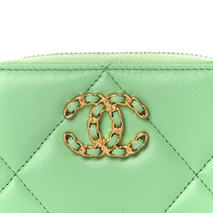 Chanel Lambskin Quilted 19 Zip Around Coin Purse Wallet Green 8 of 11