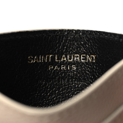 Saint Laurent Grain De Poudre Matelasse Chevron Monogram Credit Card Case Crema Soft 6 of 7