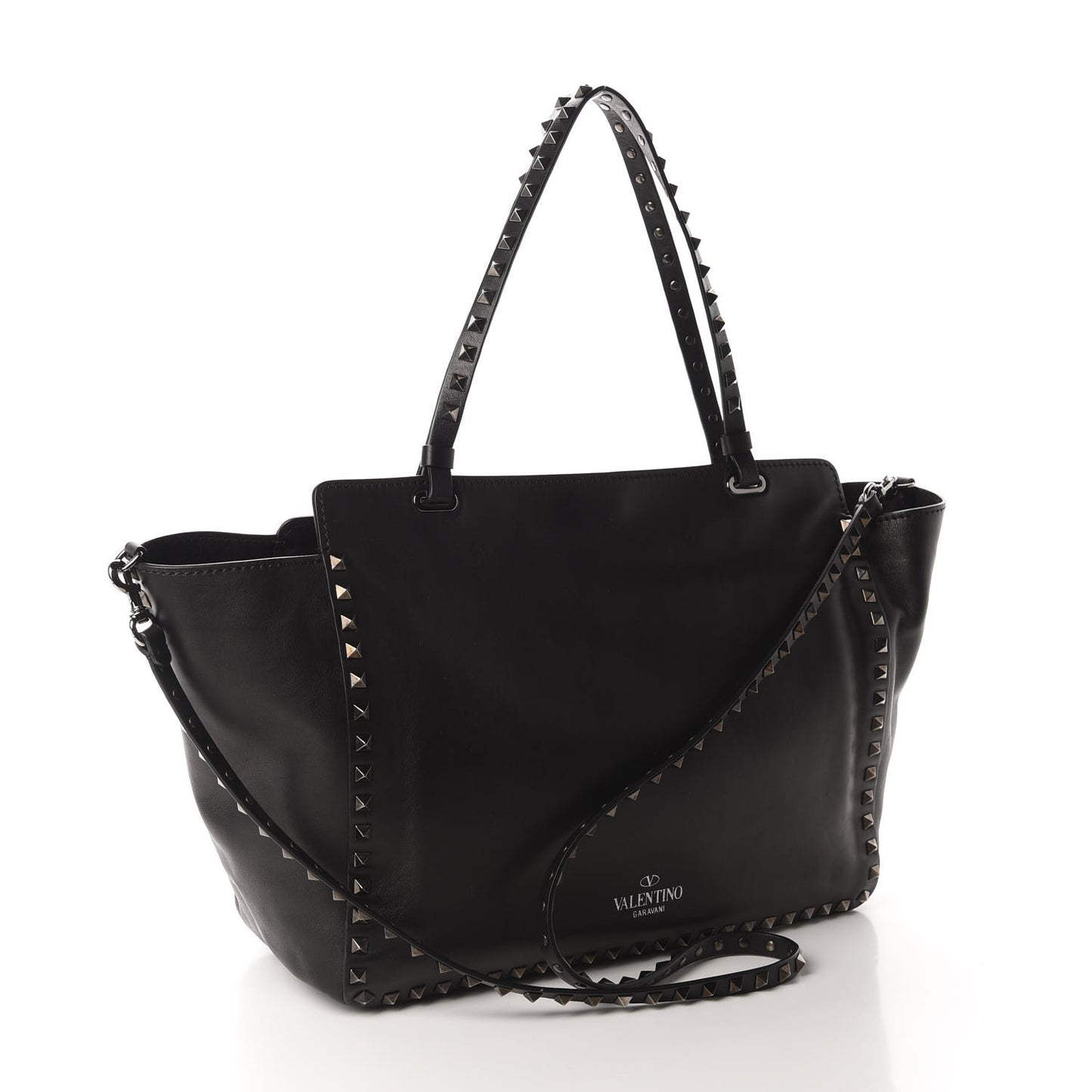 Vitello Medium Rockstud Tote Black