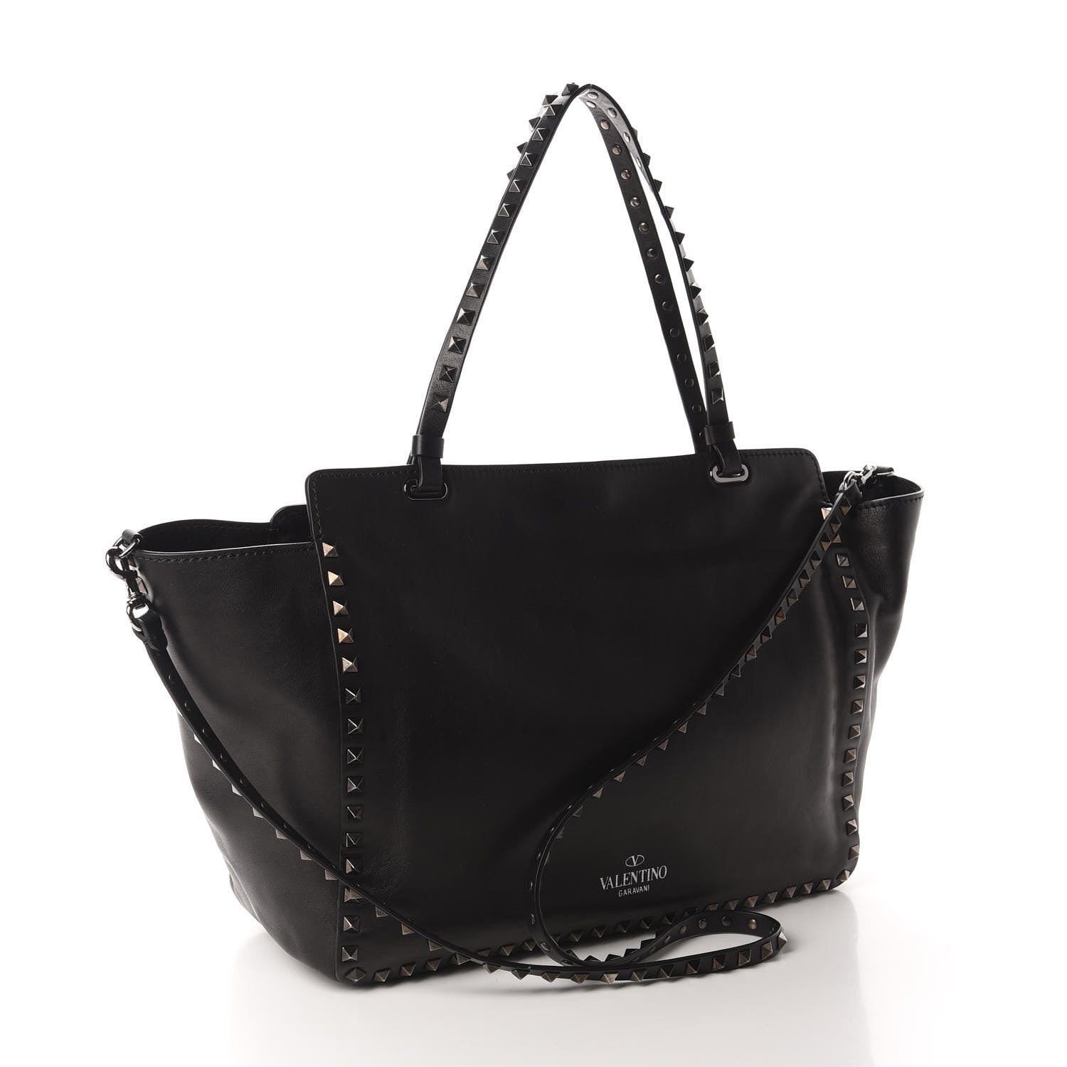 Valentino Garavani Vitello Medium Rockstud Tote Black 2 of 9