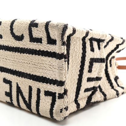 Celine Canvas Small All Over Cabas Thais White Black 9 of 10