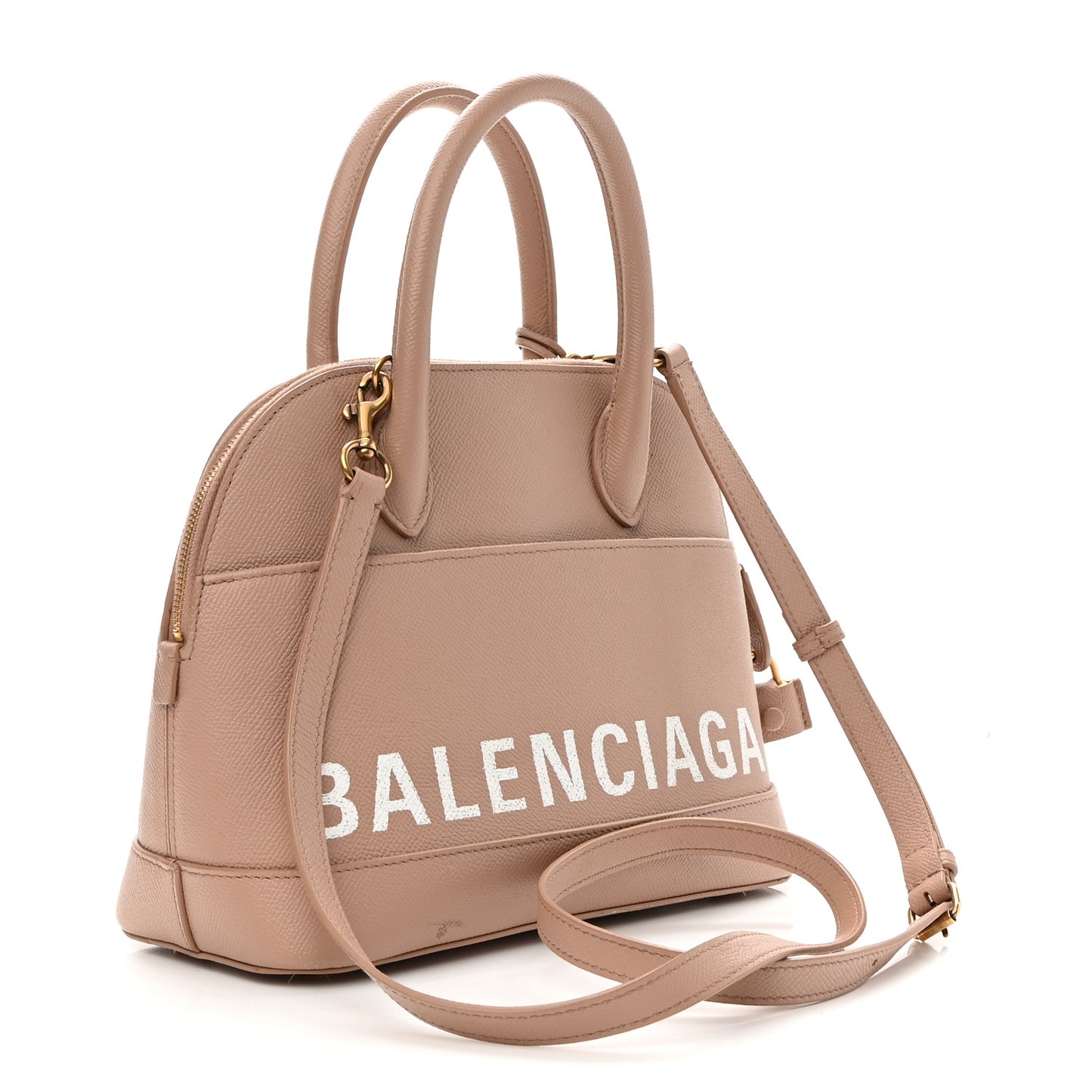 Grained Calfskin S Ville Top Handle Bag Beige Tapioca