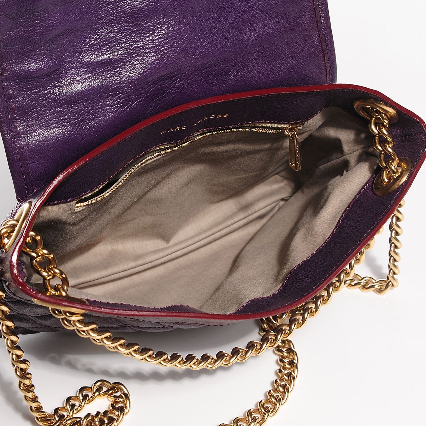 Goatskin Quilted Mary Flap Purple