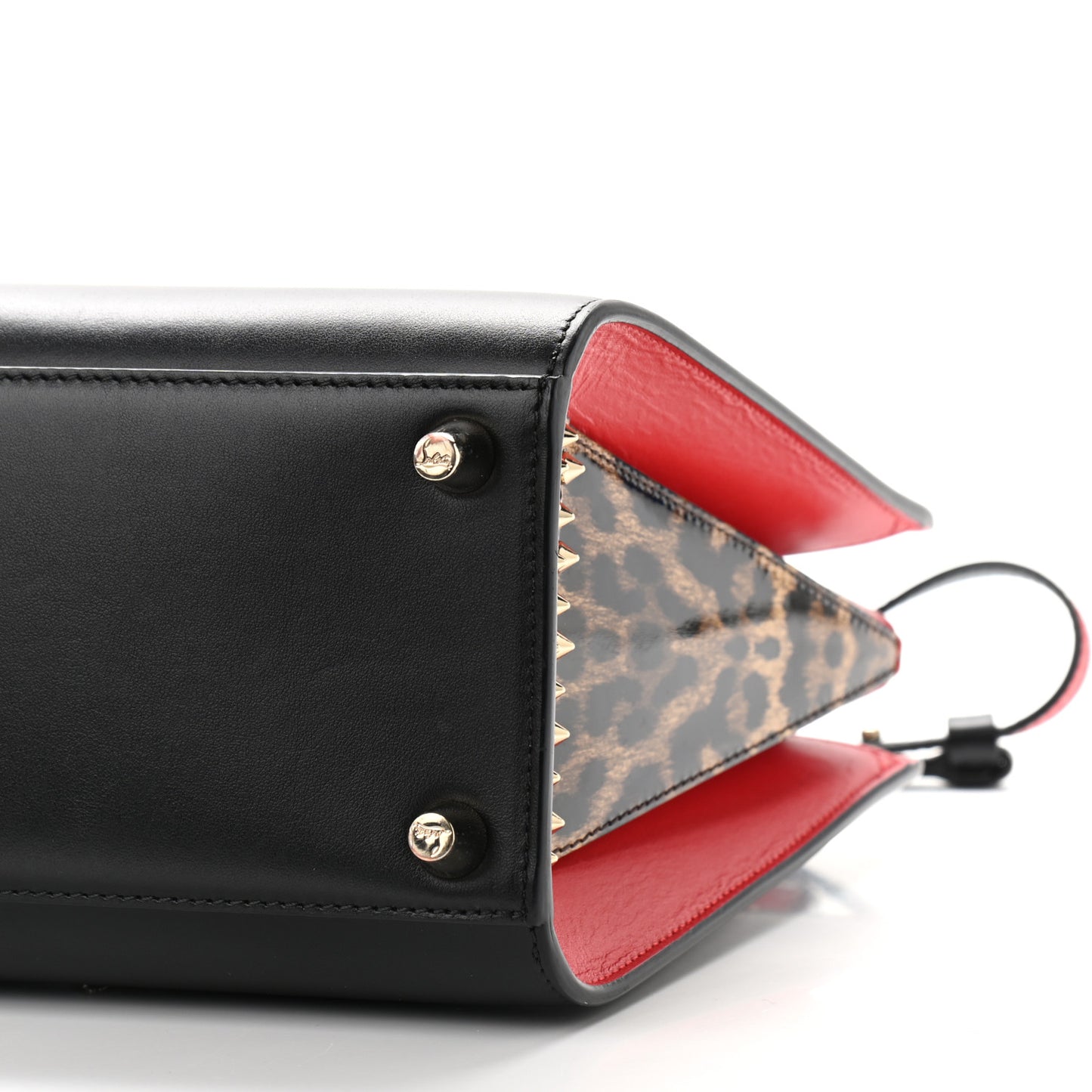 Calfskin Patent Leopard Studded Small Paloma Black