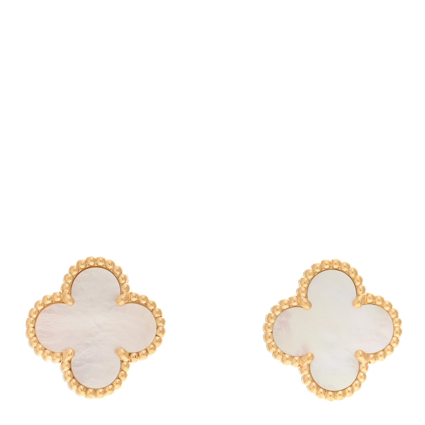18K Yellow Gold Mother of Pearl Vintage Alhambra Earrings