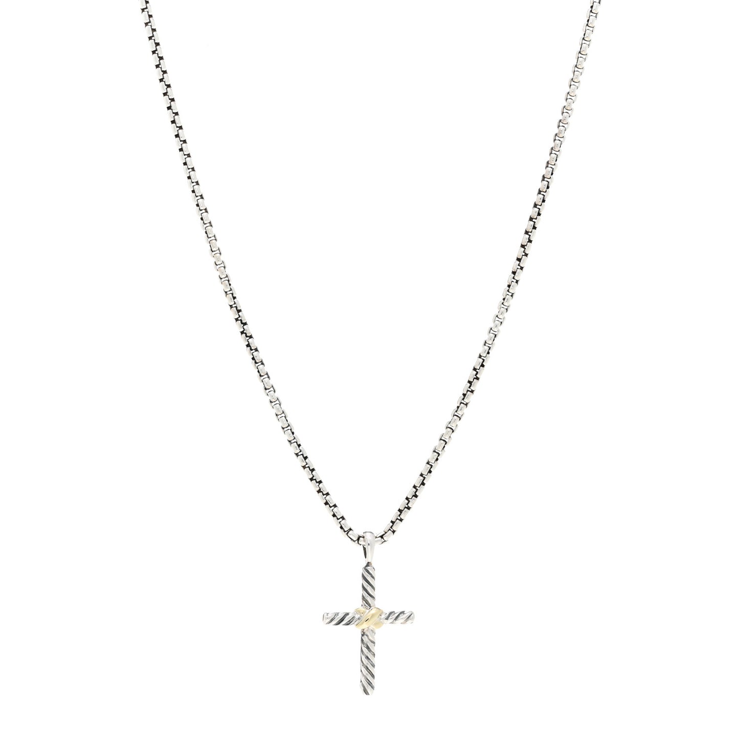 Sterling Silver 14K Yellow Gold Petite X Cross Pendant Necklace