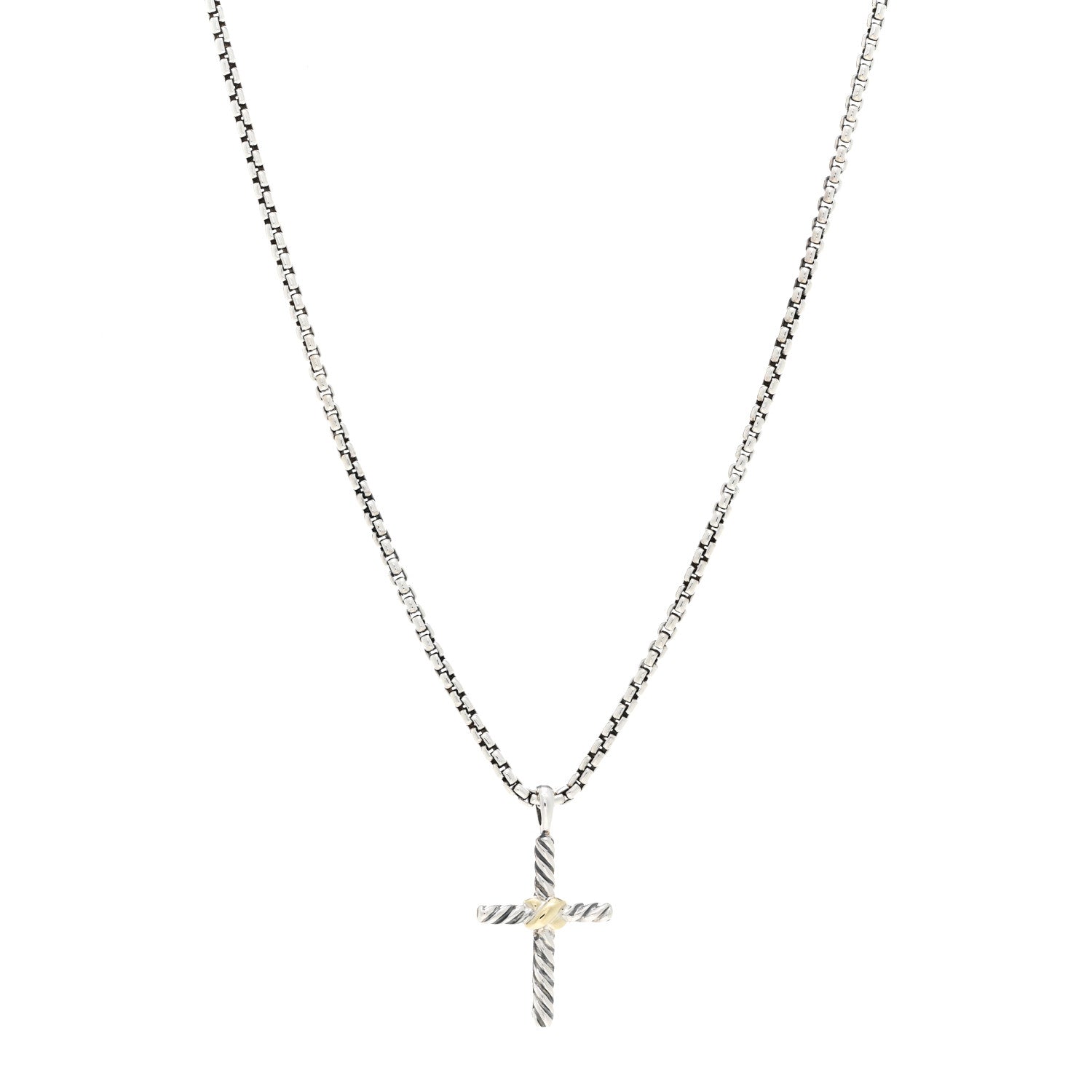 David Yurman Sterling Silver 14K Yellow Gold Petite X Cross Pendant Necklace 1 of 4