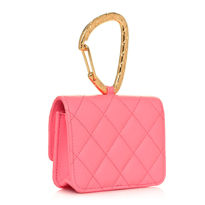 Chanel Lambskin Quilted CC Hook Card Holder Pink 3 of 13
