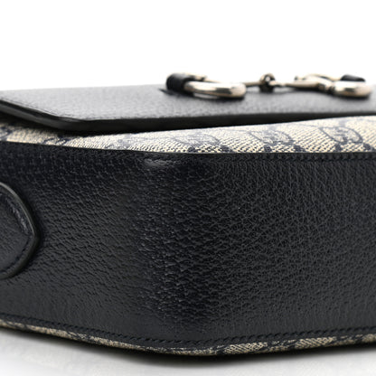 Gucci GG Supreme Monogram Textured Dollar Calfskin Small Horsebit 1955 Shoulder Bag Beige Blue 9 of 10