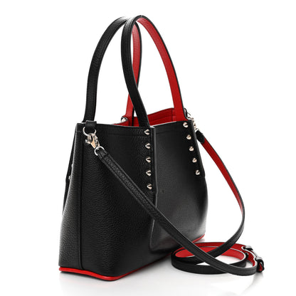 Christian Louboutin Calfskin Spiked Mini Cabarock Shopper Tote Black 4 of 14