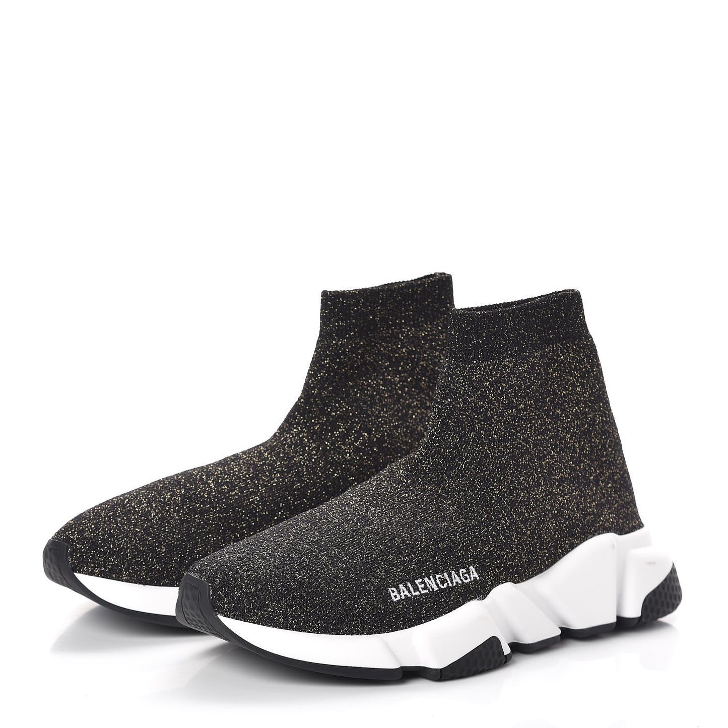 Knit Metal Womens Speed Sneakers 38 Black Gold