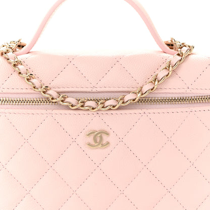 Chanel Caviar Quilted Top Handle Slim Vanity With Chain Light Pink 8 of 11