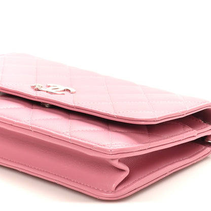 Chanel Lambskin Quilted Crystal Star Wallet On Chain WOC Pink 10 of 11