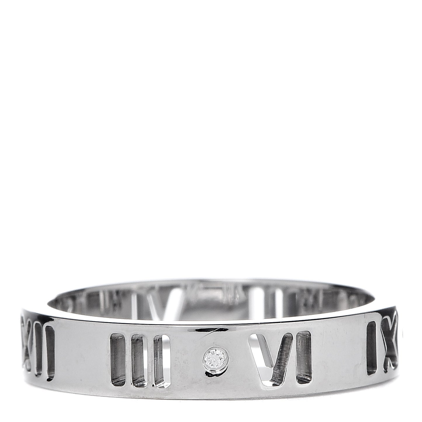 18K White Gold Diamond Atlas Pierced Ring 48 4.5