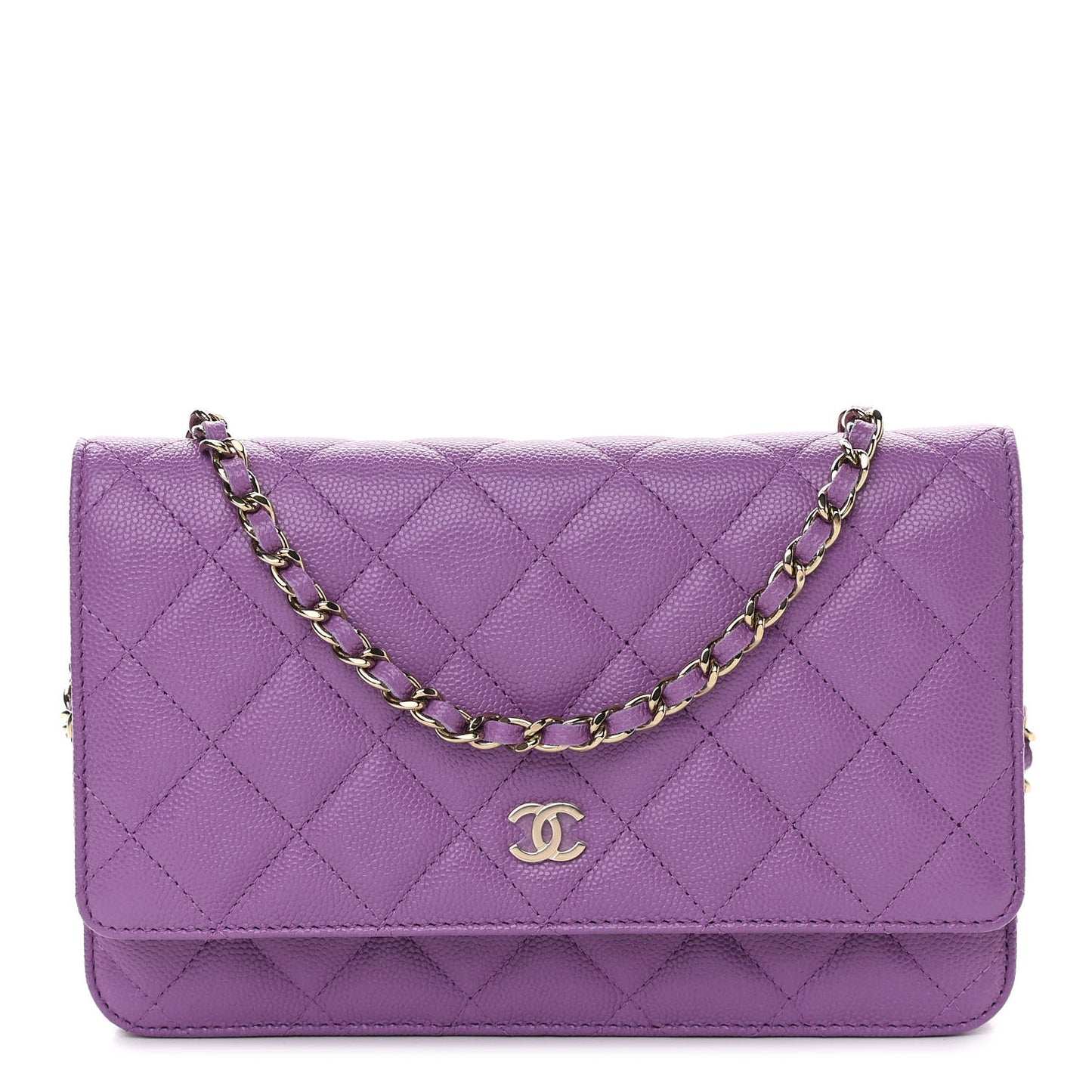 Caviar Quilted Wallet On Chain WOC Purple
