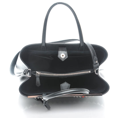 Fendi Vitello Elite Studded Monster Medium 2Jours Tote Black 6 of 8