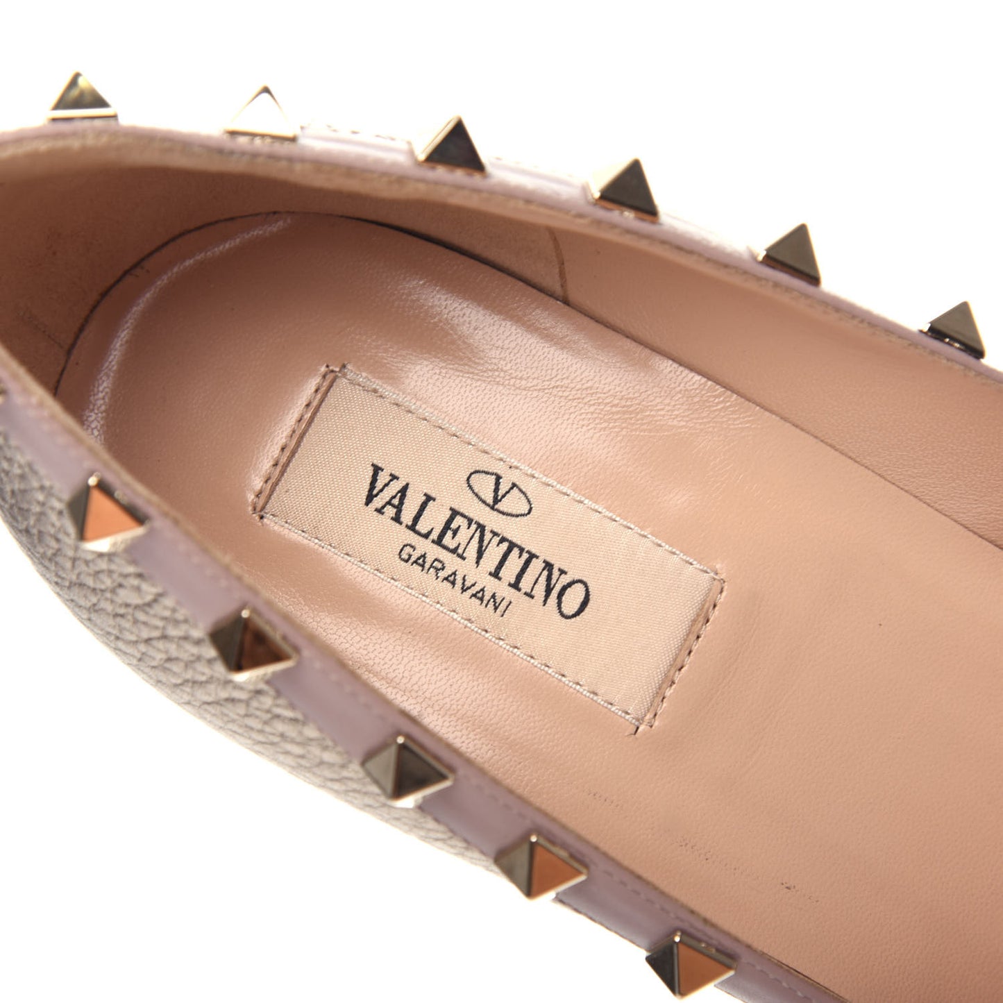 Metallic Pebbled Calfskin Rockstud 100mm Pumps 39 Sasso Poudre